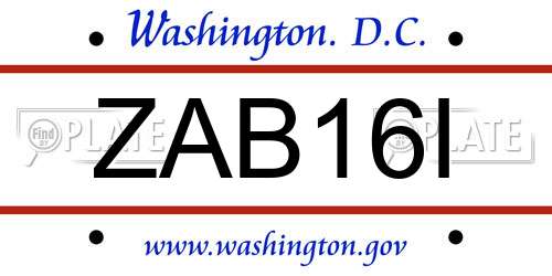 ZAB16I District Of Columbia License Plate