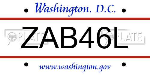 ZAB46L District Of Columbia License Plate