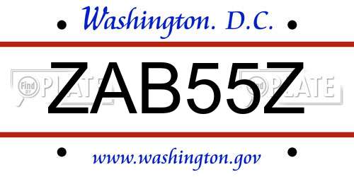 ZAB55Z District Of Columbia License Plate