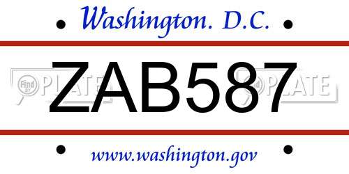 ZAB587 District Of Columbia License Plate