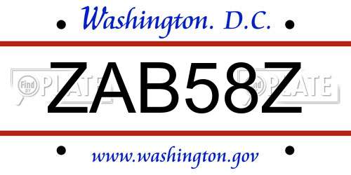 ZAB58Z District Of Columbia License Plate