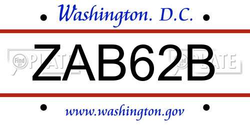 ZAB62B District Of Columbia License Plate