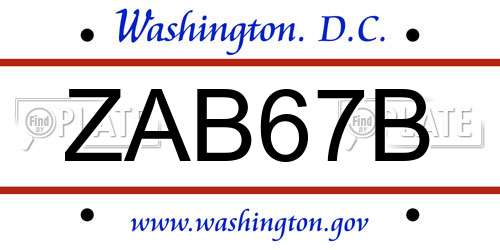 ZAB67B District Of Columbia License Plate