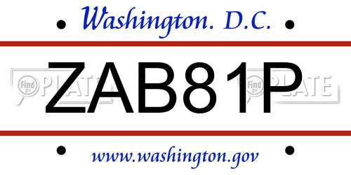 ZAB81P District Of Columbia License Plate