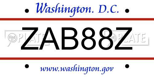 ZAB88Z District Of Columbia License Plate