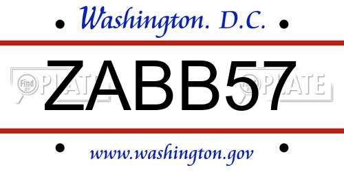 ZABB57 District Of Columbia License Plate
