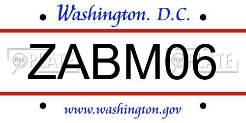 ZABM06 District Of Columbia License Plate