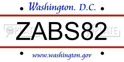 ZABS82 District Of Columbia License Plate
