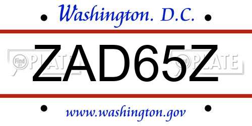 ZAD65Z District Of Columbia License Plate