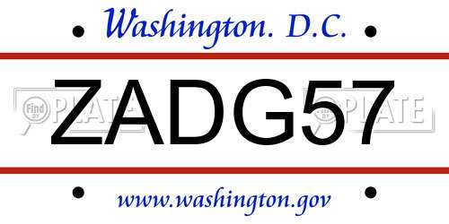 ZADG57 District Of Columbia License Plate