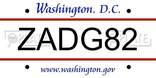 ZADG82 District Of Columbia License Plate