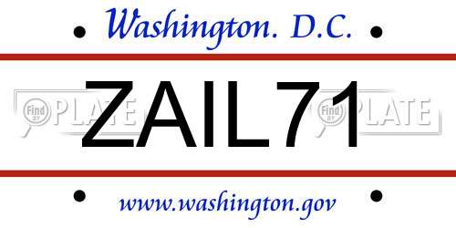 ZAIL71 District Of Columbia License Plate