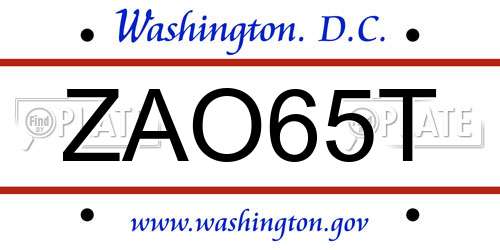 ZAO65T District Of Columbia License Plate