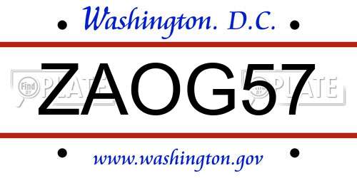 ZAOG57 District Of Columbia License Plate