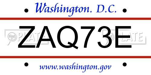 ZAQ73E District Of Columbia License Plate