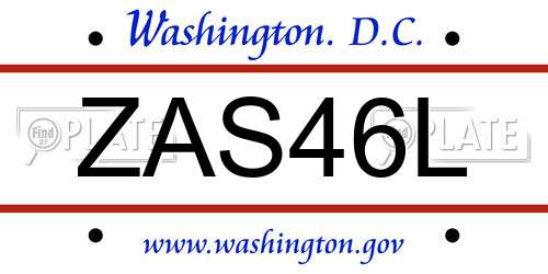 ZAS46L District Of Columbia License Plate