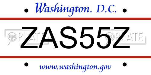 ZAS55Z District Of Columbia License Plate