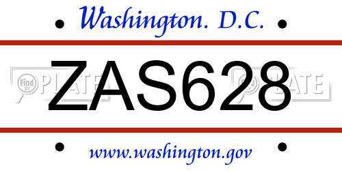 ZAS628 District Of Columbia License Plate