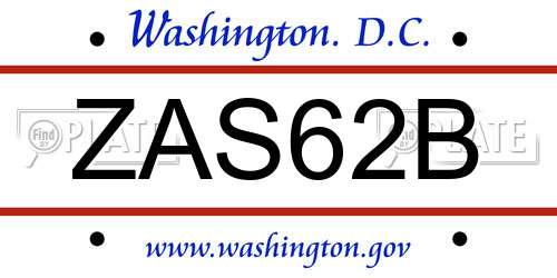 ZAS62B District Of Columbia License Plate