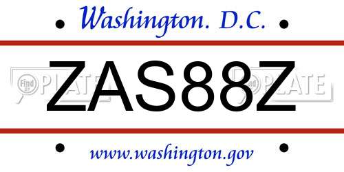 ZAS88Z District Of Columbia License Plate