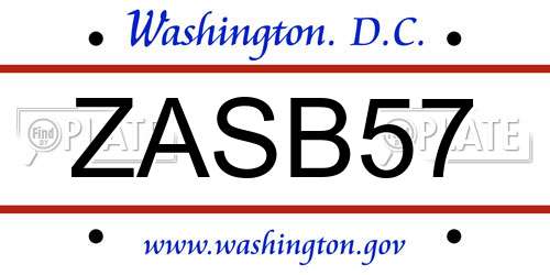 ZASB57 District Of Columbia License Plate