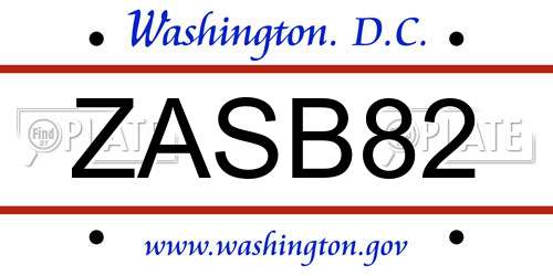 ZASB82 District Of Columbia License Plate