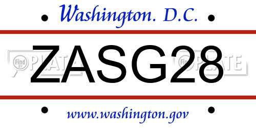 ZASG28 District Of Columbia License Plate