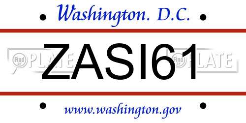 ZASI61 District Of Columbia License Plate