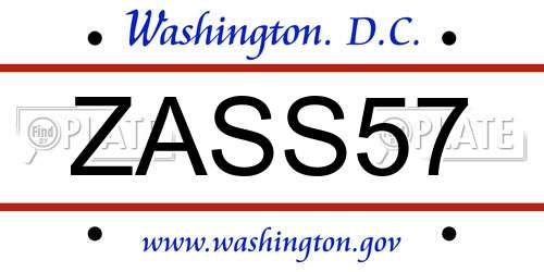 ZASS57 District Of Columbia License Plate