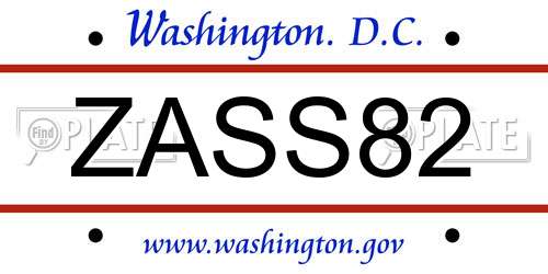 ZASS82 District Of Columbia License Plate