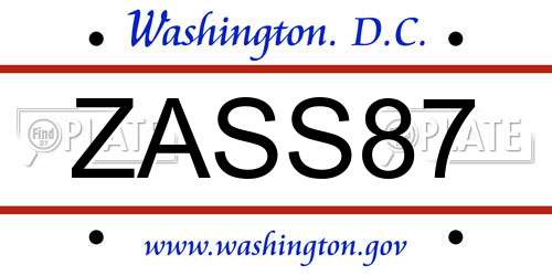 ZASS87 District Of Columbia License Plate