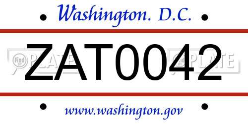 ZAT0042 District Of Columbia License Plate