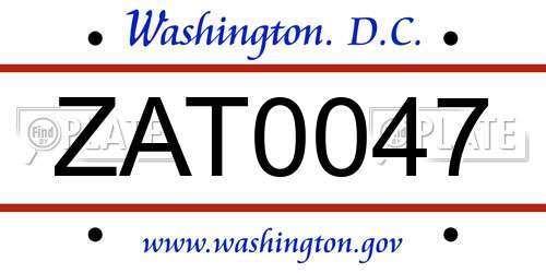 ZAT0047 District Of Columbia License Plate