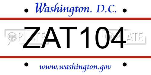 ZAT104 District Of Columbia License Plate