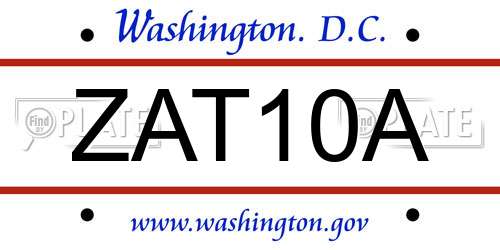 ZAT10A District Of Columbia License Plate