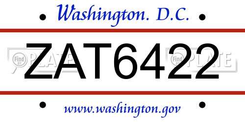 ZAT6422 District Of Columbia License Plate