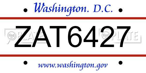 ZAT6427 District Of Columbia License Plate