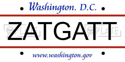 ZATGATT District Of Columbia License Plate