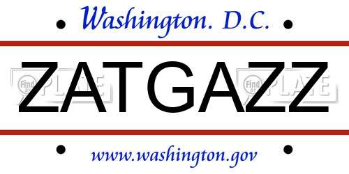ZATGAZZ District Of Columbia License Plate