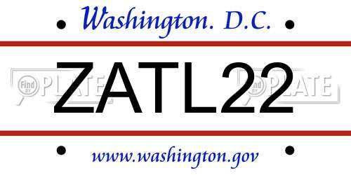 ZATL22 District Of Columbia License Plate