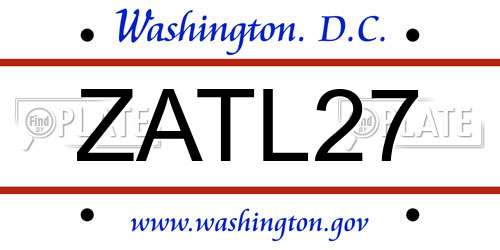 ZATL27 District Of Columbia License Plate
