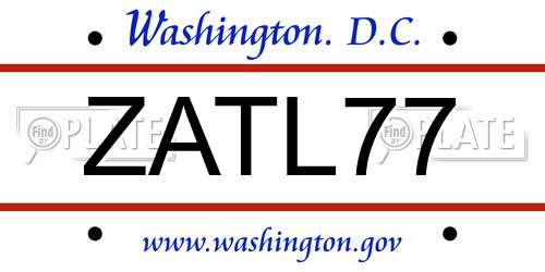 ZATL77 District Of Columbia License Plate