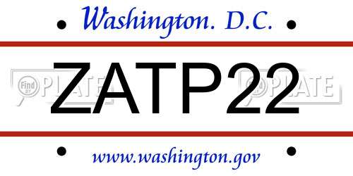 ZATP22 District Of Columbia License Plate