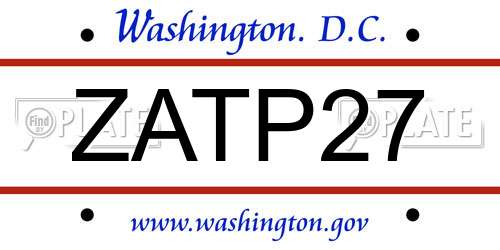 ZATP27 District Of Columbia License Plate