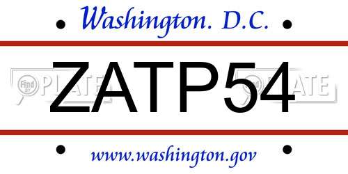 ZATP54 District Of Columbia License Plate