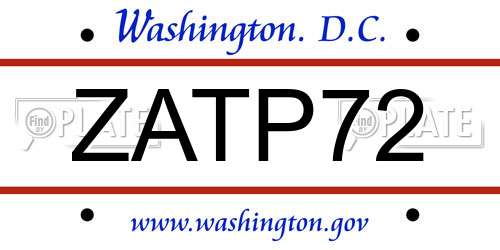 ZATP72 District Of Columbia License Plate