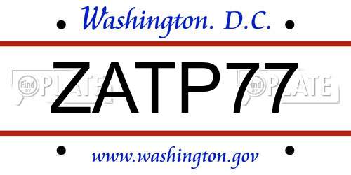 ZATP77 District Of Columbia License Plate