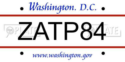 ZATP84 District Of Columbia License Plate