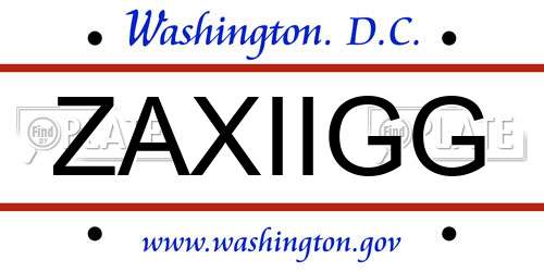ZAXIIGG District Of Columbia License Plate