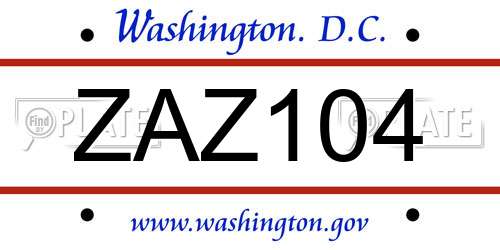 ZAZ104 District Of Columbia License Plate